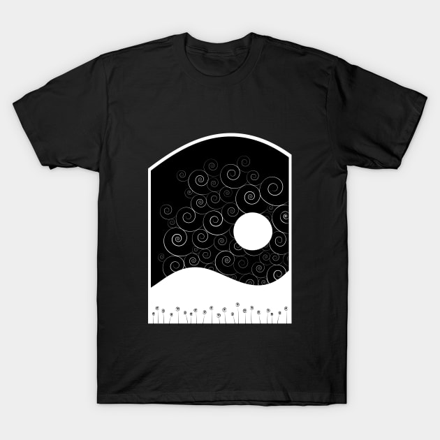 Winter Full Moon Landscape T-Shirt by NeddyBetty